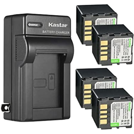 Kastar 4-Pack Battery and AC Wall Charger Replacement for JVC GR-DF473 GR-DF520 GR-DF540 GR-DF540EX GR-DF540EY GR-DF540EZ GR-DF550 GR-DF550U GR-DF550US GR-DF560 GR-DF565 GR-DF565EX GR-DF570 GR-DF570AC