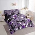 thumbnail image 2 of Catabedysis Camo Camping 7-Piece Twin Bedding For Girls,Wildlife Camper Pattern Bedding Comforter Set,Purple Black,Black Reversible, 2 of 7