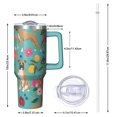 thumbnail image 2 of OBREWU BoxerDog and Floral Tumbler with Handle and Lid,BoxerDog and Floral 40oz Double Wall Vacuum Insulated Tumbler,Cups Gift for Women and Men, 2 of 7