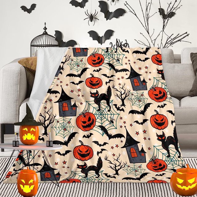 Titaking Cozy Halloween Blanket Soft & Stylish Throw Blanket - Fall Essential(Style B,150X200)