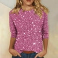 thumbnail image 2 of Women Blouse 3/4 Sleeve Petite, Womens T Shirts Loose Plus Size Summer Tees for Women 2026 Trendy Black Summer Tops Festival Previous, 2 of 5