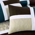 thumbnail image 3 of Chezmoi Collection Bernard 7-Piece Queen Bed in a Bag Comforter Set with Sheets, Lightweight Comforter Teal Beige Brown Patchwork Quilted Medallion Bedding Set for All Season, 3 of 9