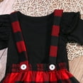 thumbnail image 4 of Qiylii Baby Girls Outfits Long Sleeve Solid Color T-shirt + Plaids Strap Skirt, 4 of 7