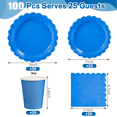 thumbnail image 3 of 100 Pcs Plates and Napkin Party Supplies, Dark Blue Paper Plates Cups Napkins Disposable for Birthday Shower Party Decorations, Serves 25, 3 of 5