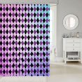 thumbnail image 2 of Manfei Minimalist Geometric Check Shower Curtain 72Wx78L,Colorful Gradient Plaid Print Bath Curtain, 2 of 5