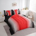 thumbnail image 3 of Homewish Abstract Waves Stripe 7-Piece Twin Bedding Sets,Modern Geometric Art Bedding Comforter Set,Red Gray Black Sheet Sets For Girls Kids,Breathable Home Decor Reversible, 3 of 8