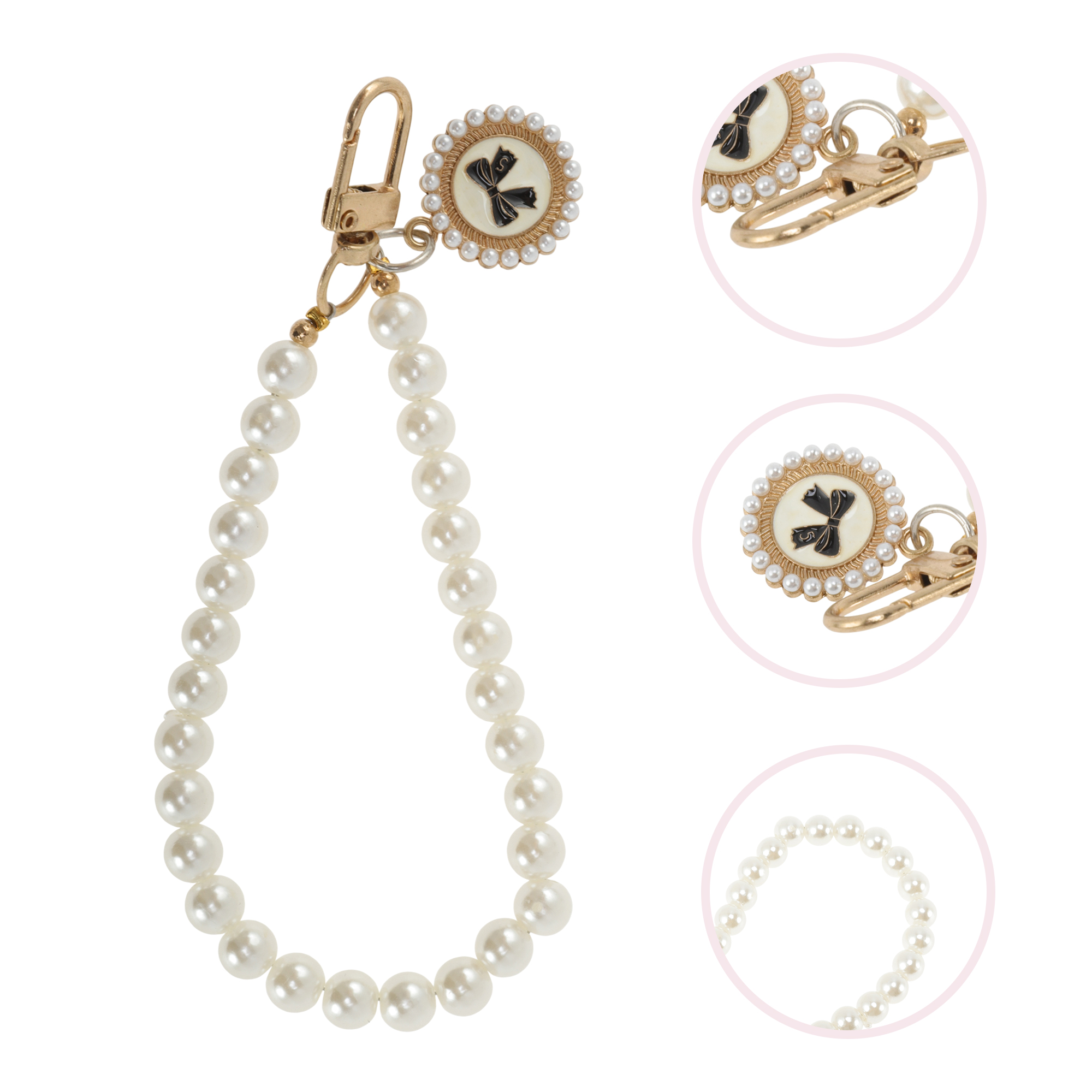 Unique Bargains Bow Faux Pearl Phone Charm Beige for Stylish and Convenient Use