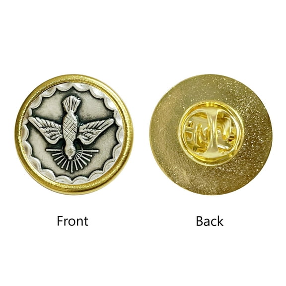 Saints medals round lapel pin golden and oxidized plate