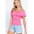 thumbnail image 3 of Off Shoulder W/lace Smocked Top L, 3 of 16
