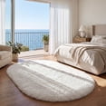 thumbnail image 4 of Fluffy Area Rug, YEERSWAG 2.6x5.3 ft Soft Shaggy Rug for Bedroom Living Room, Machine Washable Non-Slip Oval Carpet, Cream White, 4 of 8