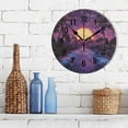 thumbnail image 3 of Yayeee 10" Wall Clock Battery Operated Quartz Round Silent Non-Ticking Home Decor, Blue Neon Road, 3 of 6