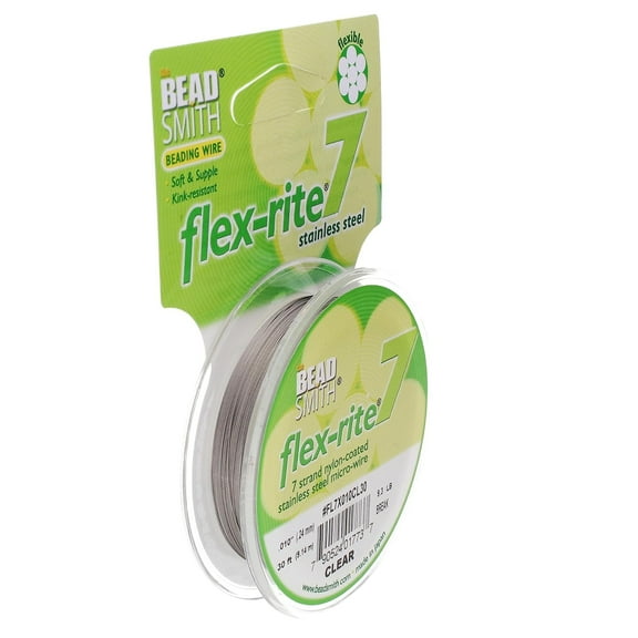 The Beadsmith Flex-Rite 7 Strand Nylon Coated, Stainless-Steel Beading Wire, Jewelry Making Supply (.010 Dia, Clear - 30 Ft)