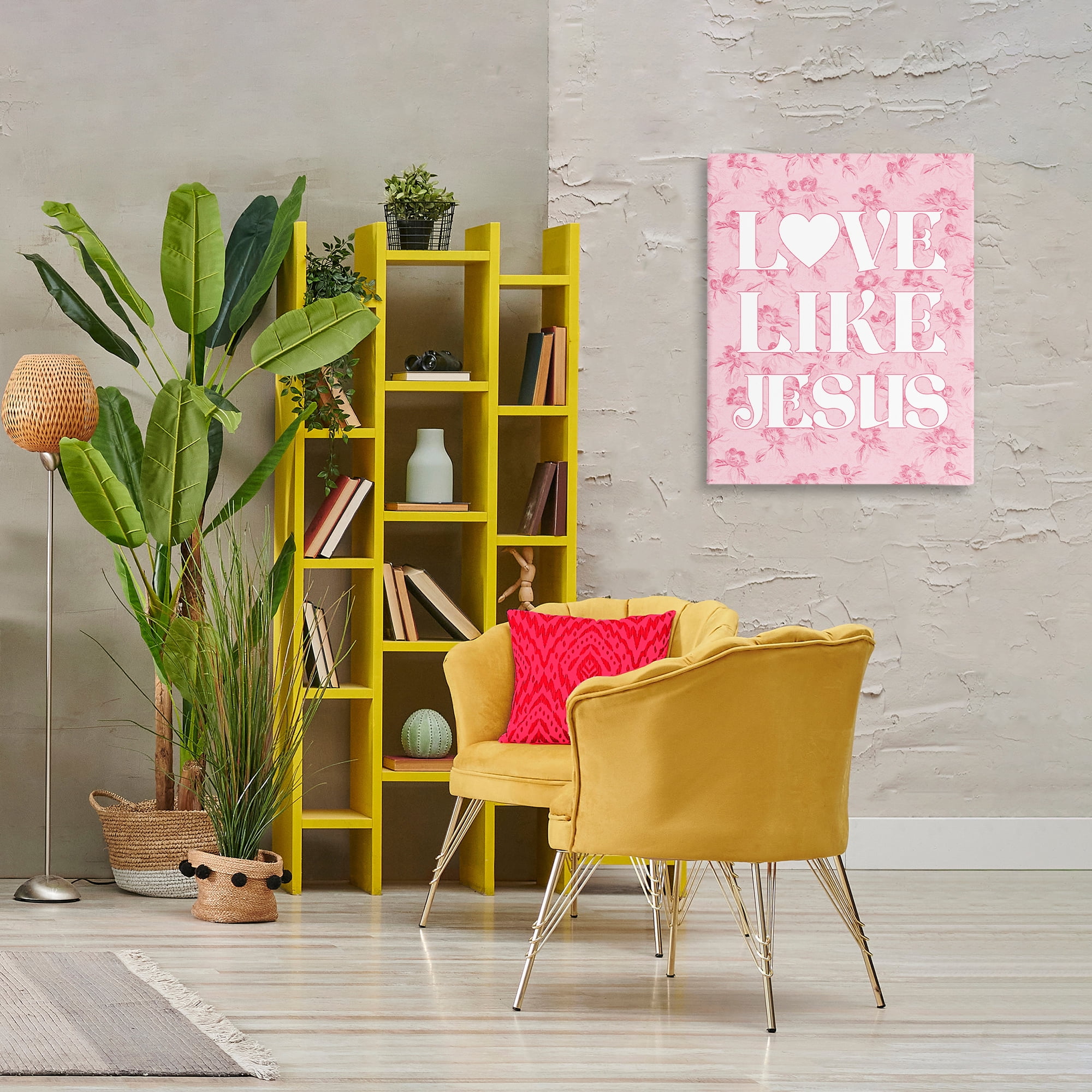 Stupell Industries Love Like Jesus on Floral Religious & Spiritual Painting Wrapped Canvas Art Print Wall Art, 24 x 30