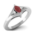 thumbnail image 2 of 925 Sterling Silver 0.23 Cts Marquise Shape Ruby Glass Filled Three Stone Women Mother's Day Gift Ring, 2 of 3