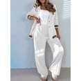thumbnail image 5 of Women'S Fall Spring 2 Piece Blazer Outfits Business Casual Oversized Jacket Wide Leg Work Pants White S, 5 of 9