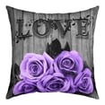 thumbnail image 2 of Lavender Rose Throw Pillow Covers 16x16 inch set of 2 Purple Black Grey Flower Cushion Cases Women Couple Romantic Floral Square Pillow Cases Retro Farmhouse Cushion Covers for Sofa, 2 of 6