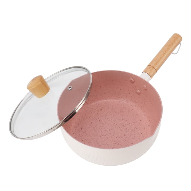 Cacerola antiadherente con tapa blanca para bebé, olla pequeña para comida complementaria, cocina casera, fideos instantáneos, sopa, leche, cacerola de 18 cm