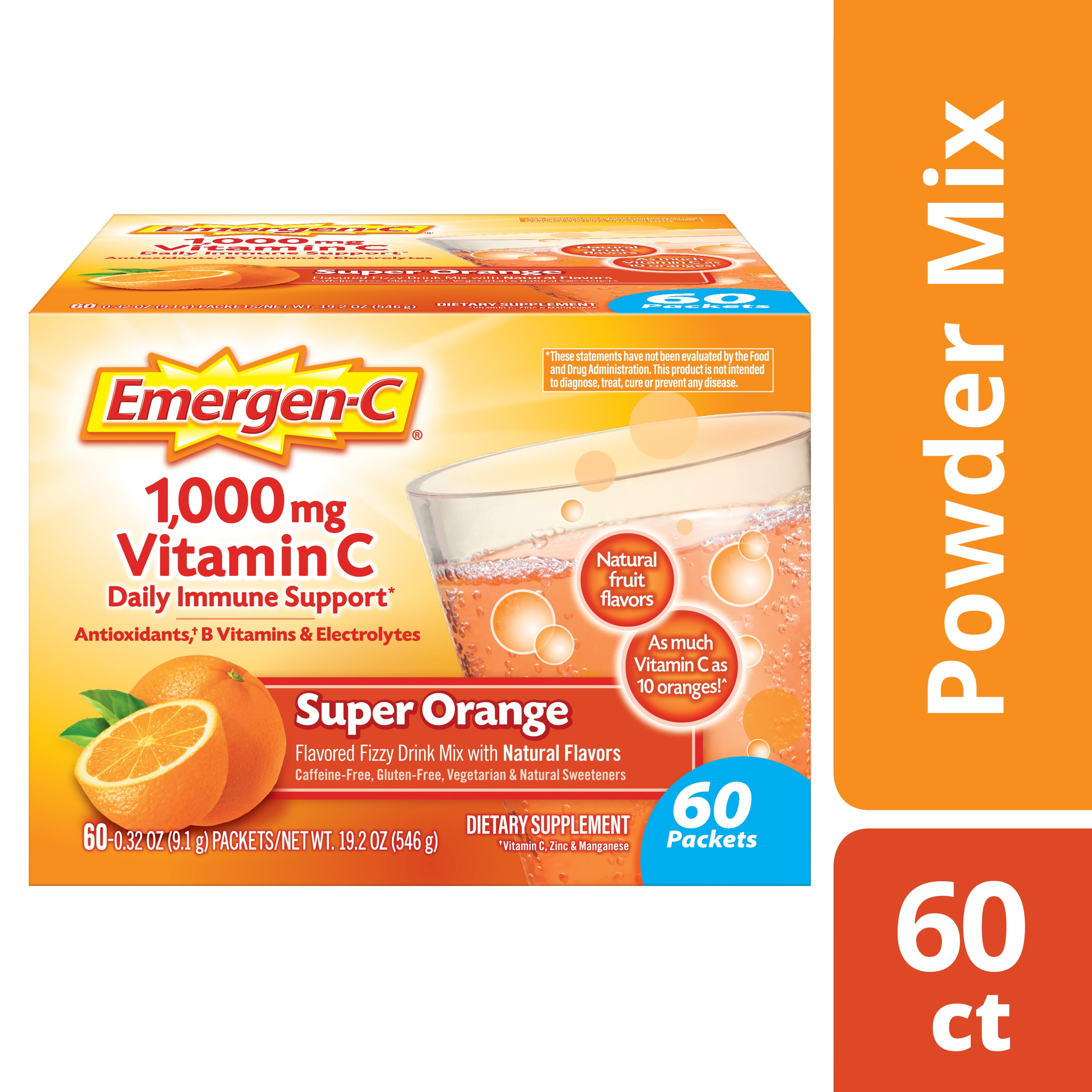 EmergenC Original Formula (60 Ct, Super Orange) Vitamin C Powder