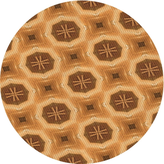 Ahgly Company Indoor Round Patterned Mahogany Brown Area Rugs, 7' Round