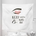 thumbnail image 1 of Valentines Day Tapestry, Pop Culture Keep Calm Words with Heart Shaped Eye Love Theme, Fabric Wall Hanging Decor for Bedroom Living Room Dorm, 5 Sizes, Charcoal Grey Pale Pink, by Ambesonne, 1 of 1
