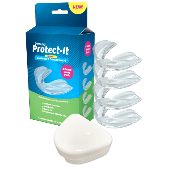 Dentemp Protect-It - Custom Fit Mouth Guard for Teeth Grinding at Night - Night Guards for Sleep -  4 Pack