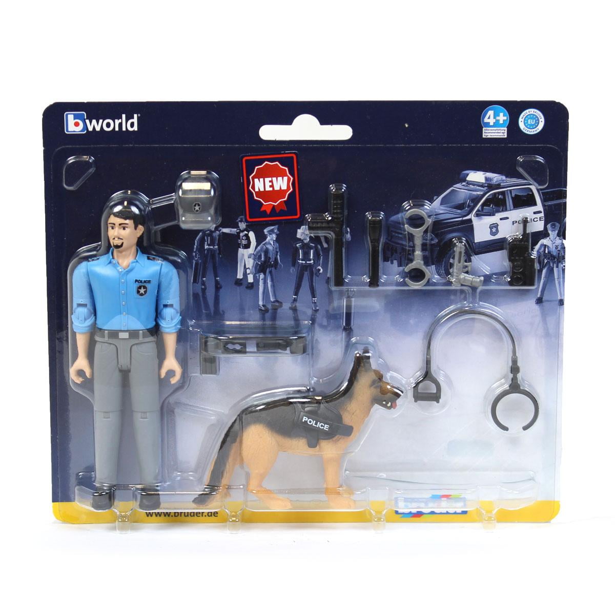 bworld NEW Figure Bruder Policeman with Dog K-9 and Accessories 62150 