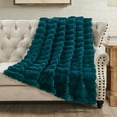 thumbnail image 4 of Home Soft Things Line Drawing Faux Fur Throw Blanket with Micromink Back, Luxury Soft Cozy Plush Fluffy Fuzzy Reversible Thick Warm Throw Blanket, 60x70 inches, Teal, 4 of 10