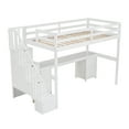 thumbnail image 6 of EUROCO Twin Loft Bed with Desk and 4 Drawers, Moveable Staircase for Kids Teens Adults, White, 6 of 22