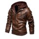thumbnail image 4 of Chaqueta de cuero para hombre, chaqueta de cuero PU fina con capucha de dos piezas para otoño e invierno, estilo europeo y americano, 4 of 6