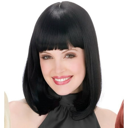 Midnight Black Pageboy Wig Peggy Sue Cleopatra 50s 60s Flip