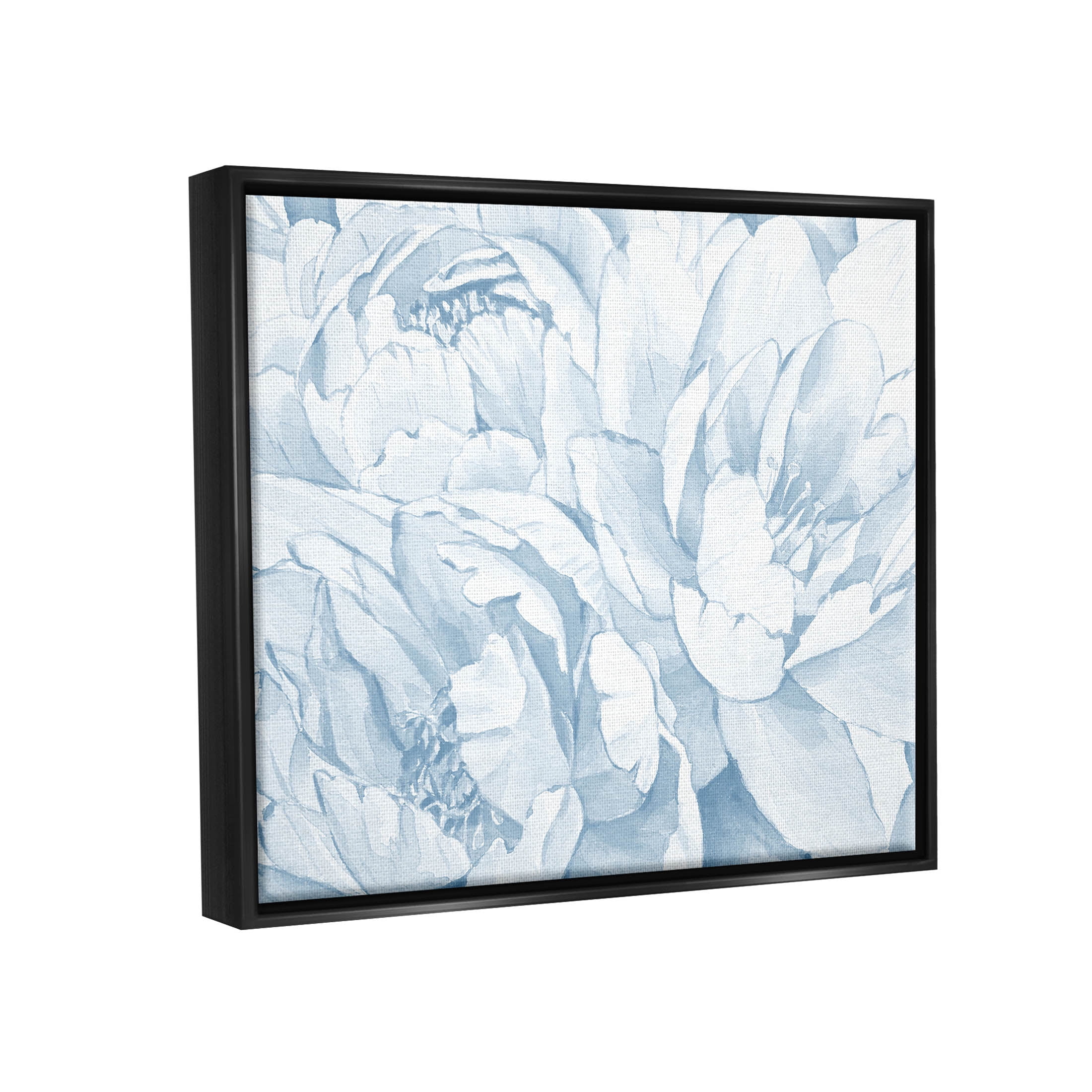 Delicate Blooming White Peonies Botanical & Floral Graphic Art Jet Black Framed Art Print Wall Art