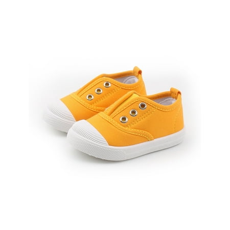 

Rockomi Children Canvas Sneakers Slip On Casual Shoes Comfort Flats Kids Breathable Lightweight Walking Shoe Fashion Non-Slip Yellow 8C