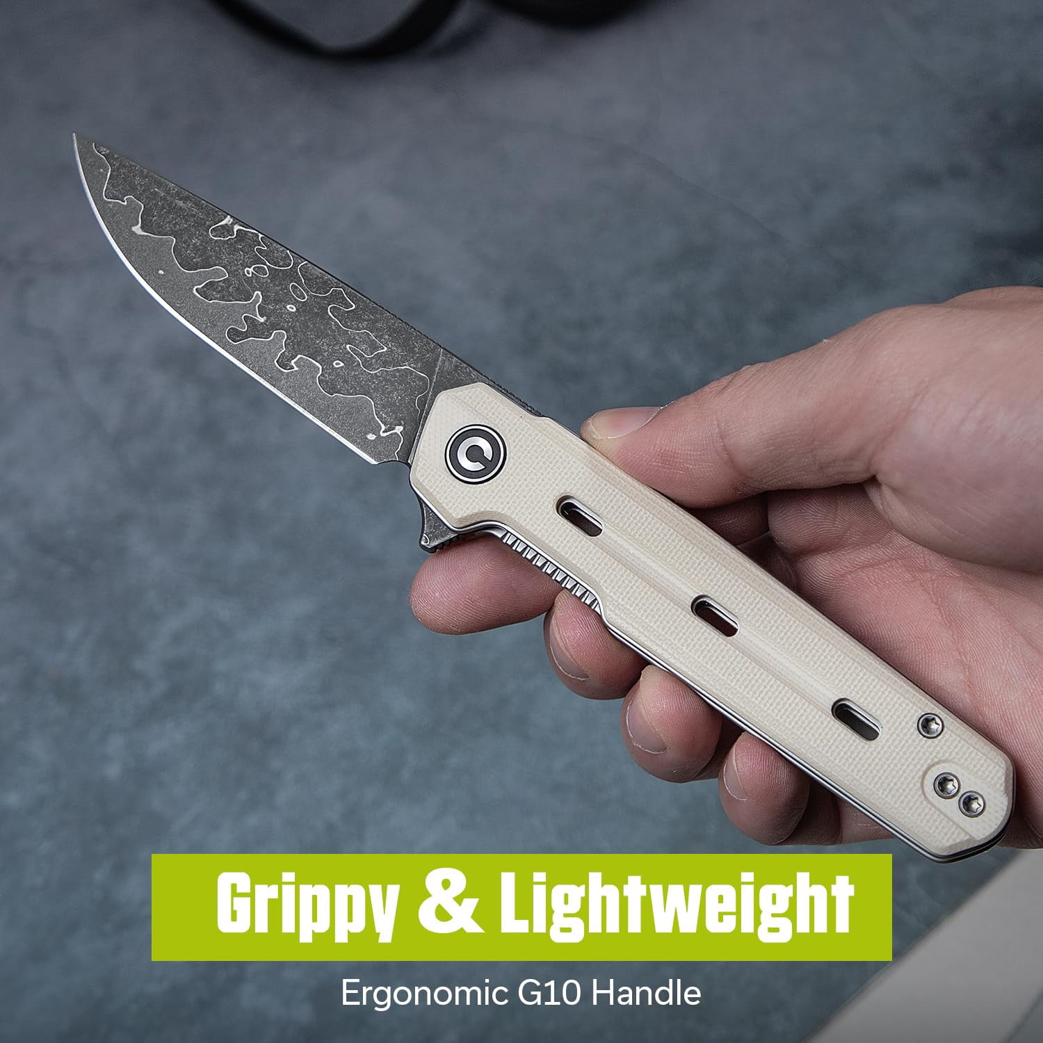 CIVIVI Navo Pocket Folding Knife with 3.25" Damascus Blade C25015A-DS1