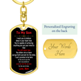 thumbnail image 3 of To Son From Mom Stainless Steel or 18k Gold Premium Swivel Dog Tag Keychain, 3 of 8