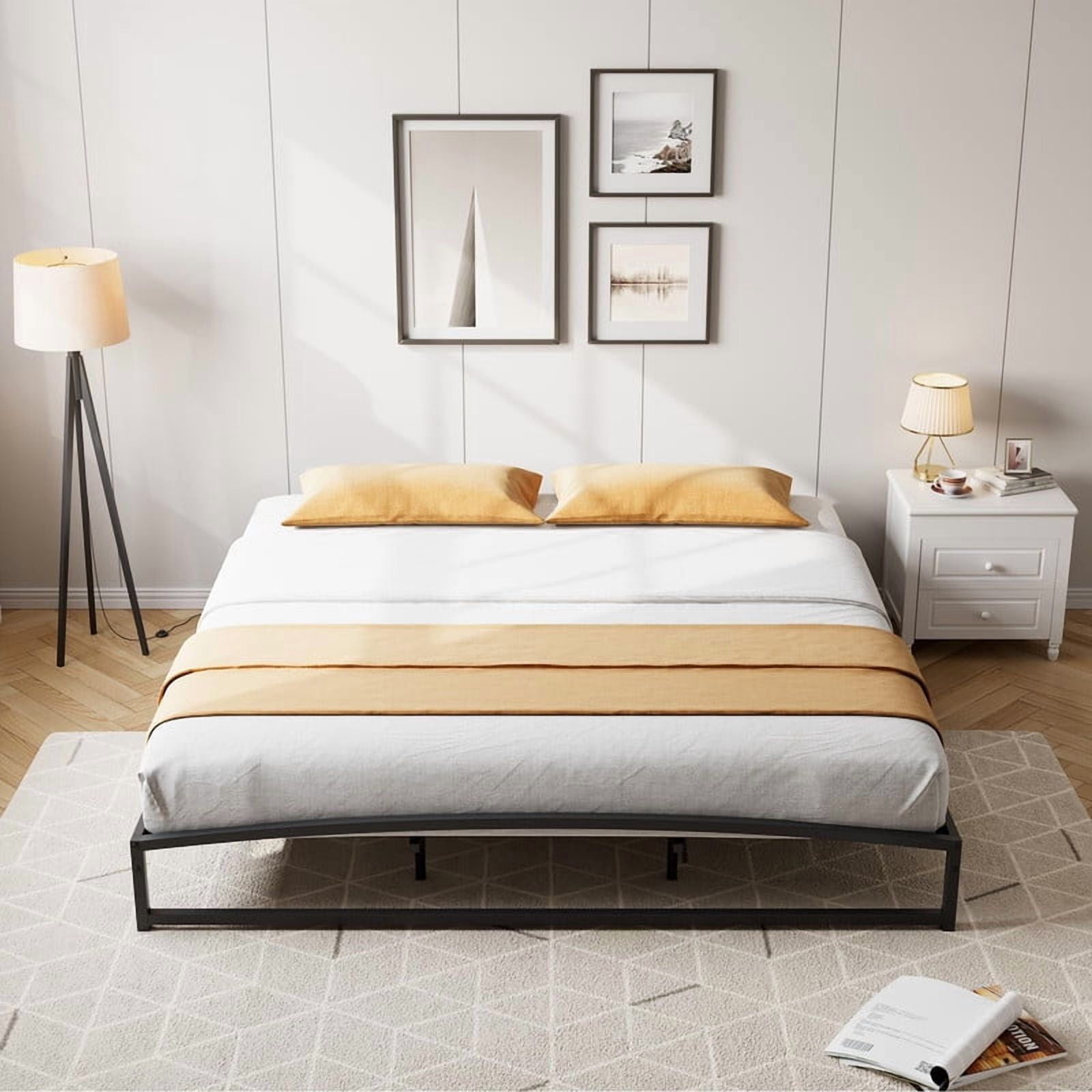 Eastvita King Size 1.10 Inch Heavy Duty Metal Platform Bed Frame - No Box Spring Needed, Noise-Free, Non-Slip, Easy Assembly, Black