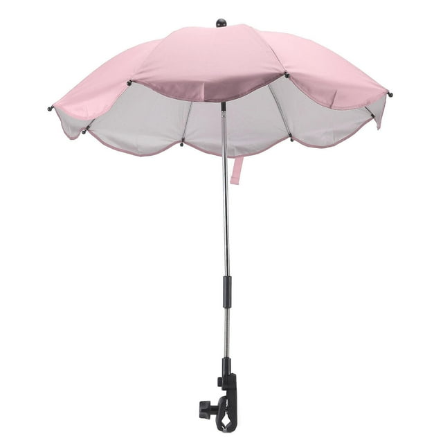14in Universal Stroller Parasol with UV Protection Adjustable Baby Stroller Umbrella Pink (Silver Glue)