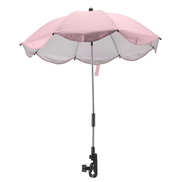 Universal 14 Inch Stroller Umbrella with UV Protection, Adjustable Baby Stroller Umbrella, Pink (Silver Glue)