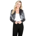thumbnail image 4 of Fashion Secrets Women`s Collarless Open Front Velvet Bolero Shrug Cardigan Cropped Jacket (XX Large, Gray), 4 of 6