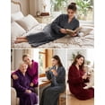 thumbnail image 7 of AMITOFO Womens Zip Up Fleece Robe Warm Loose Flannel Plush Zipper Lounger Bathrobe for Ladies 2XL-3XL & Rose Red, 7 of 7