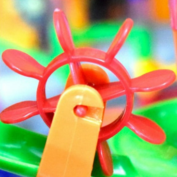 LOLIPPYY 1Set Creative DIY Assembled Track Blocks Marble Run Set Assorted Color with Funnels and Slides for Decor