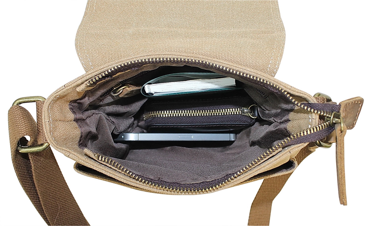 Vagarant Traveler 8" Tall Small Canvas Slim Sling Shoulder Bag C93.KK