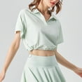 thumbnail image 4 of Mittory Women's Short Sleeve V-Neck Shirts Collared Lightweight Loose Fit T Shirt Cropped Tennis Golf Tops, 4 of 5