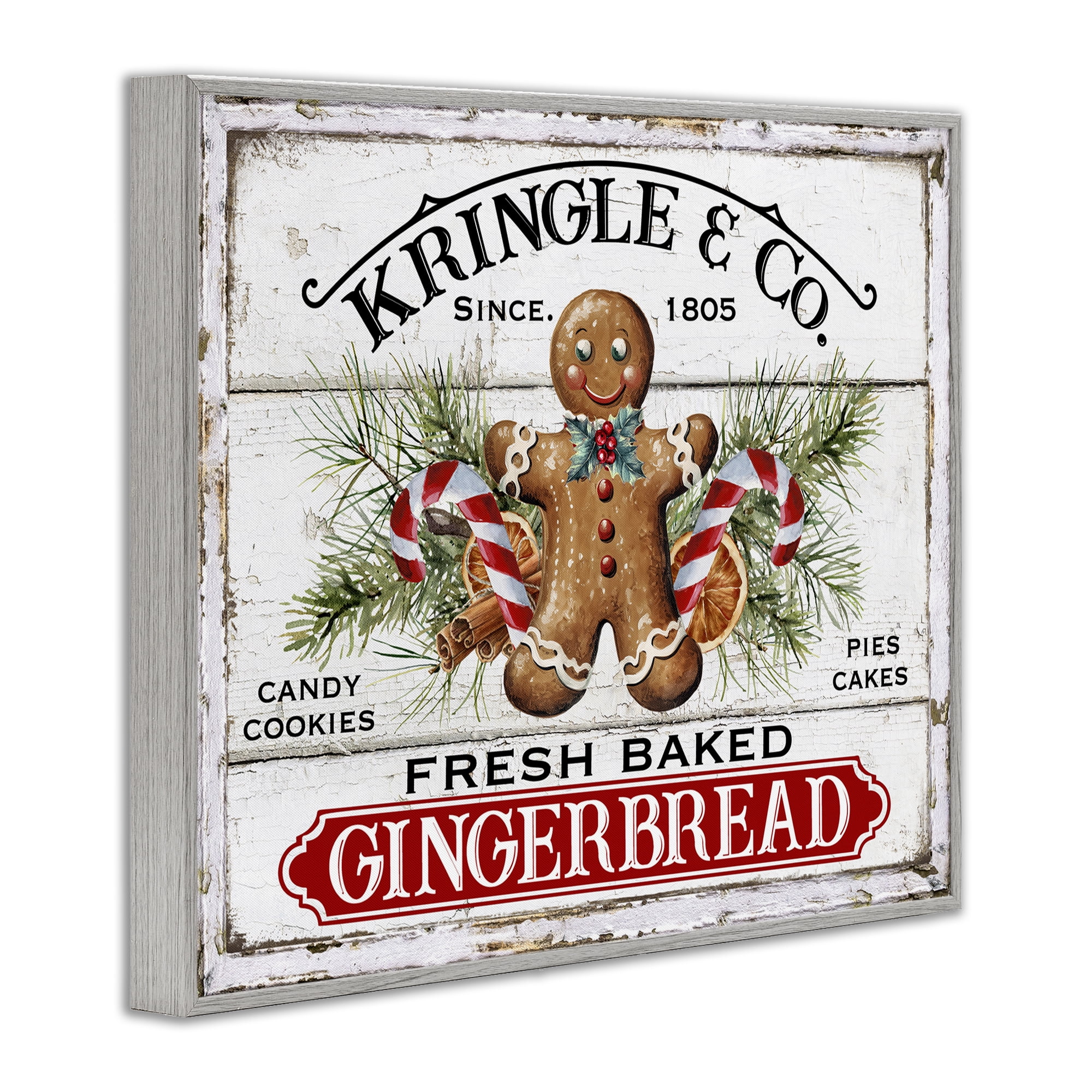 Stupell Industries Fresh Gingerbread Cookies Holiday Painting Gray Framed Art Prints Wall Art, 20 x 16