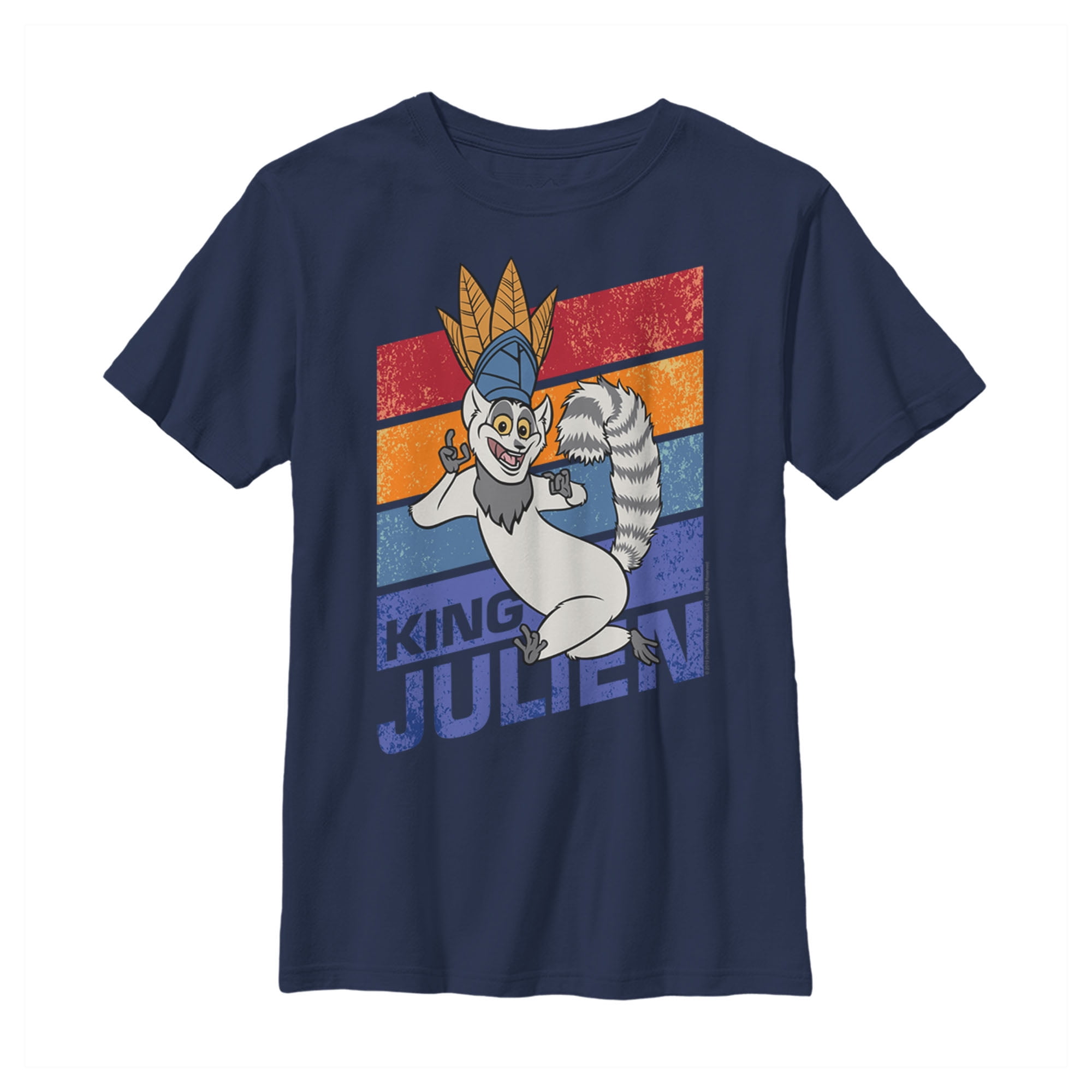 Boy's Madagascar King Julien Graphic Tee Navy Blue Small 