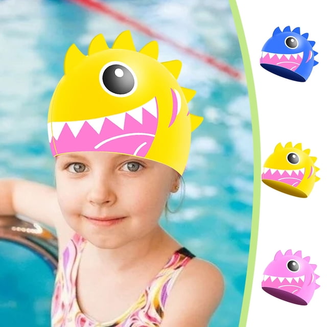 Gorro de Natación de Silicona con Estampado de Peces para Niños | Azul, Impermeable y Flexible | 1 Unidad, 22 X 19 X 1 Cm | Ligero, 70 G | Ideal para Piscina, Playa y Baño