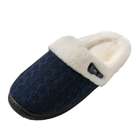 

Ketyyh-chn99 House Slippers for Woman Winter Shoes Womens Slip on Fuzzy Warm Winter Comfy Slippers Spa Sandals with Indoor Outdoor Rubber Sole Navy 6.5
