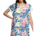 thumbnail image 4 of Moomaya Womens Knee Length Cotton Short Sleeve Nightdress Printed Night Gown, 4 of 5