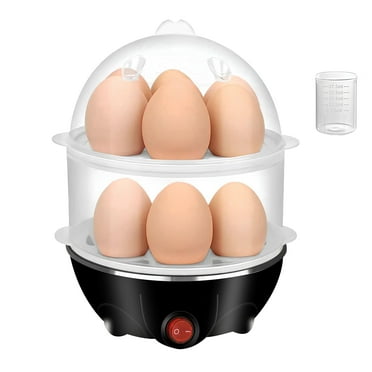 Easy Egg Cooker, 14 Egg Capacity 2-Tier Rapid Egg Boiler for Hard Boiled, Poached Eggs, Electric Egg Cooker Auto Shut Off Anti-dry Burn with Measuring Cup, Black