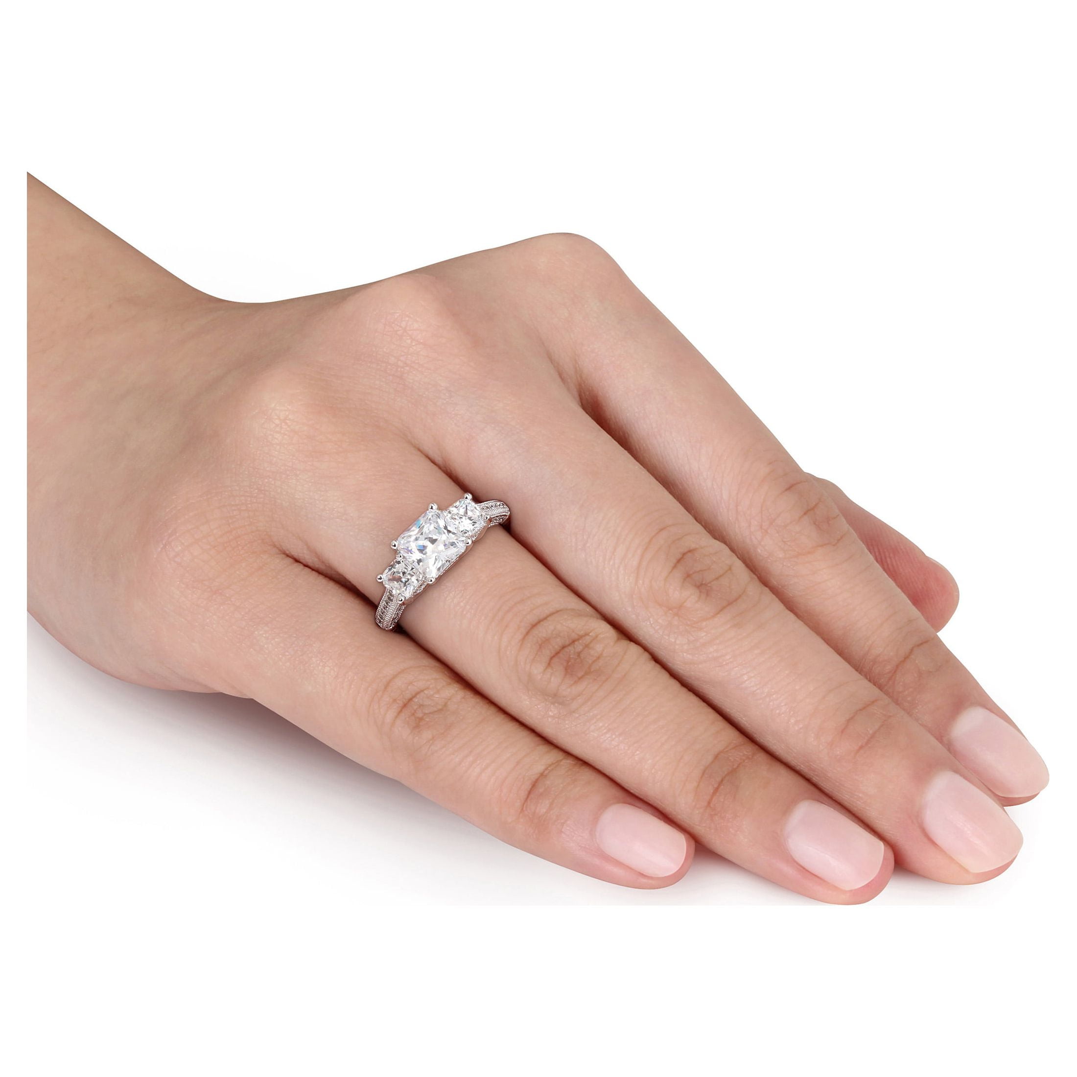 Everly Women's Cubic Zirconia Sterling Silver Engagement Ring