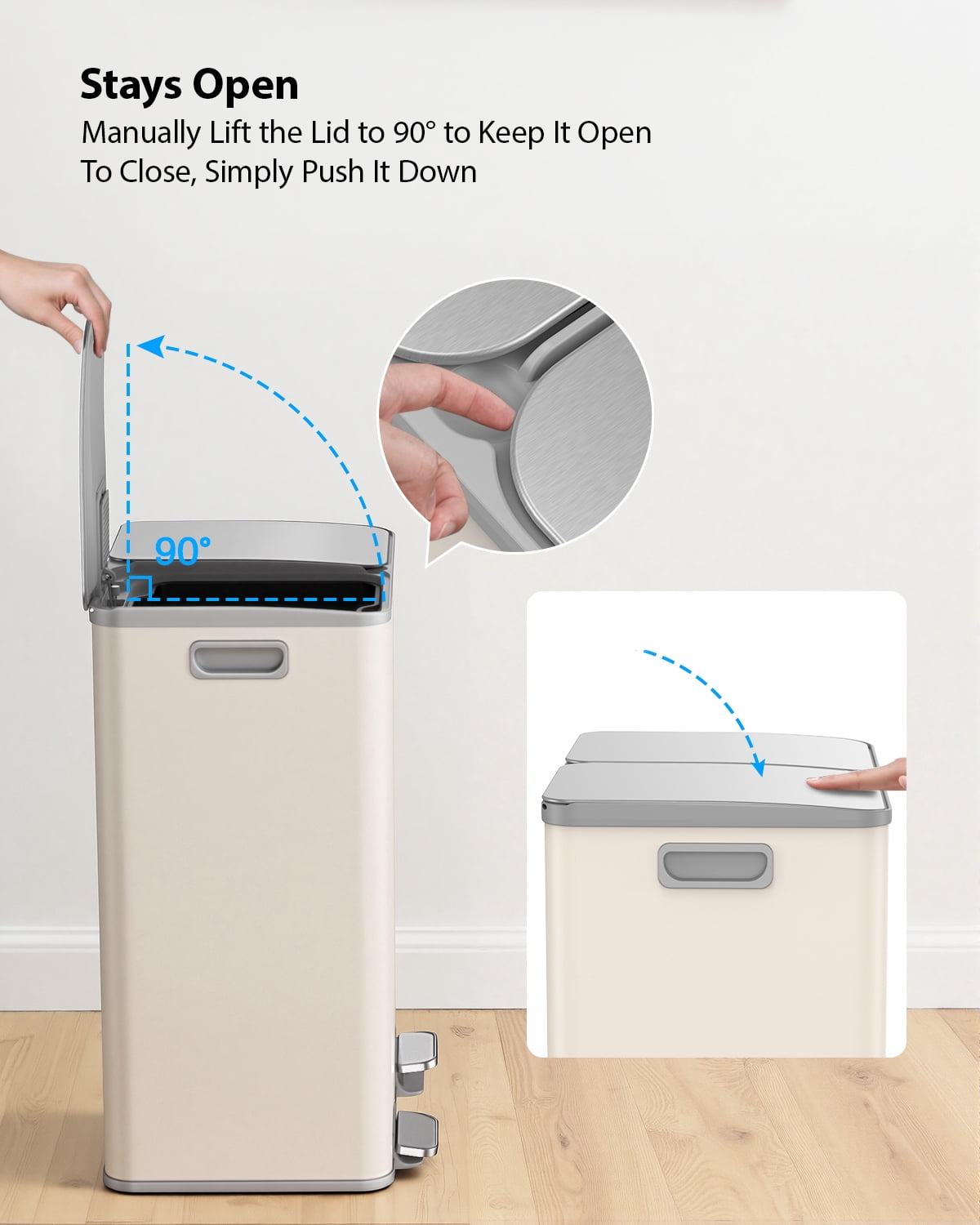 2 x 8 Gallon Kitchen Trash Can, Step Garbage Can Stainless Steel, Trash and Recycle Bin for Kitchen, Dual Compartment Recycling